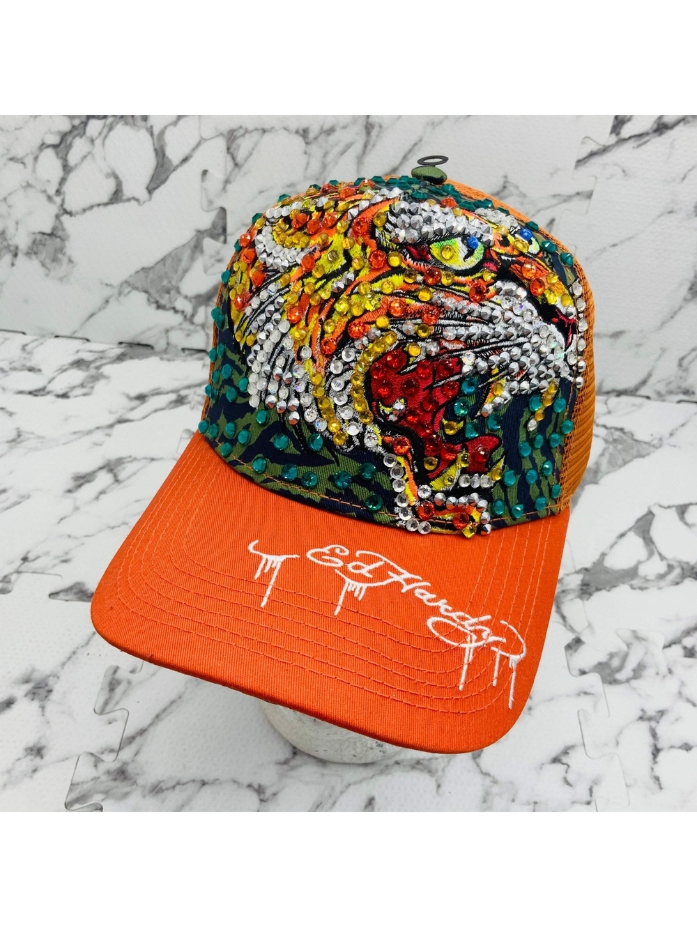 Men's Ed Hardy Tiger Orange | Multicolor Rhinestone NWT